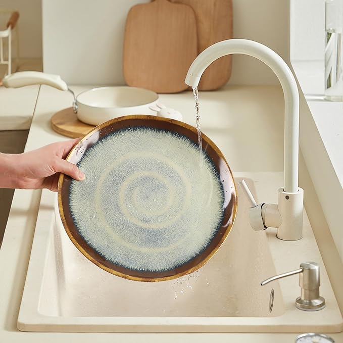 Melamine Dinnerware Sets,12Pcs Plate and Bowl Set,Unbreakable and Lightweight Dish Set,Great for Camping and RV,BPA free,Dishwasher Safe(Sandy Brown)