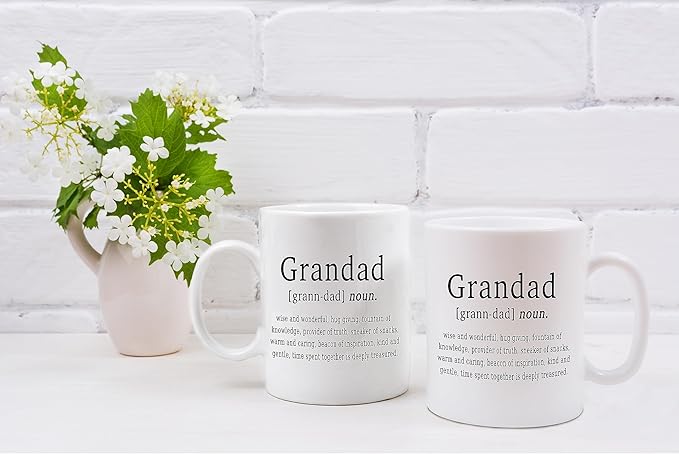 QASHWEY Grandpa Mug, Grandpa Coffee Mug, GrandpaGifts from Grandchildren, Grandad Grandfather Gift, GrandpaBirthday Coffee Cups Ceramic 11oz, Grandad Definition Tea Cup