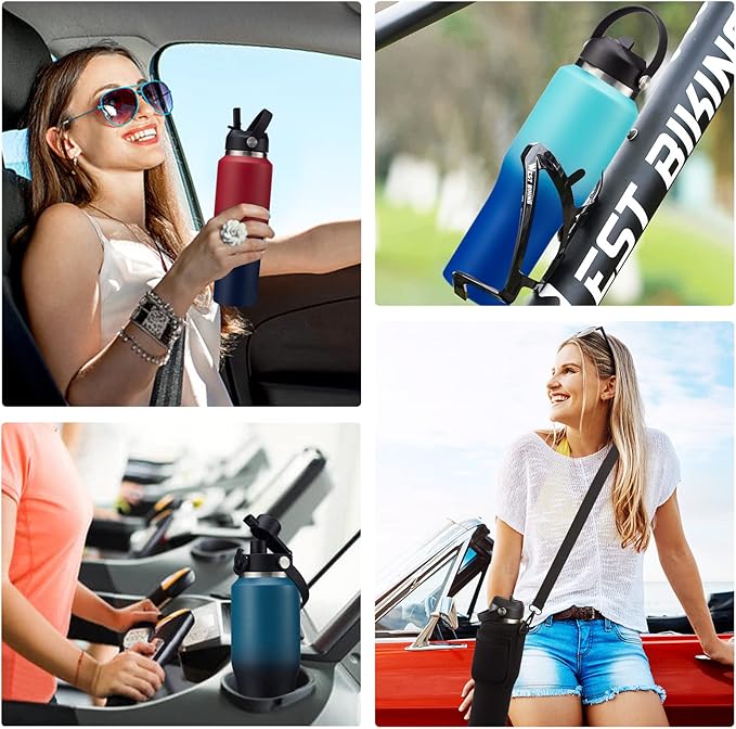 32 OZ Stainless-steel Insulated Water Bottles - Cold 48H & Hot 24H, Leak-Proof Metal Water Flask with Sleeve, Protective Boot, BPA Free Vacuum Insulated 32 Oz Water Bottle Fits In Cup Holder