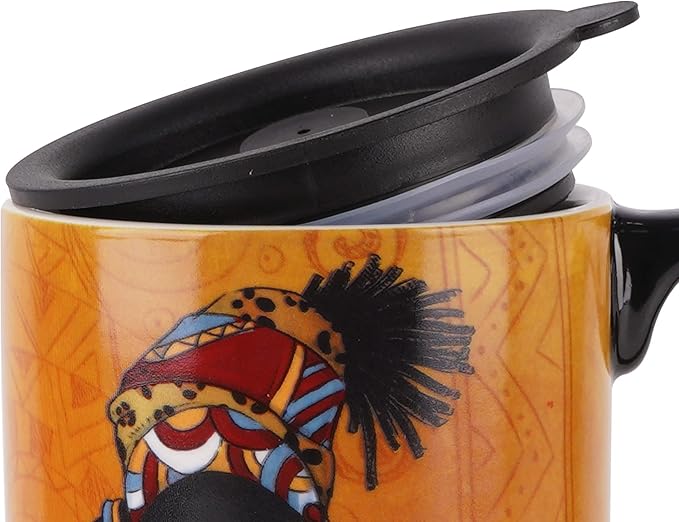 Topadorn Ceramic Mug Coffee Cup with Spill-Proof Lid Latte Mug for Home and Office with Gift Box,Girl