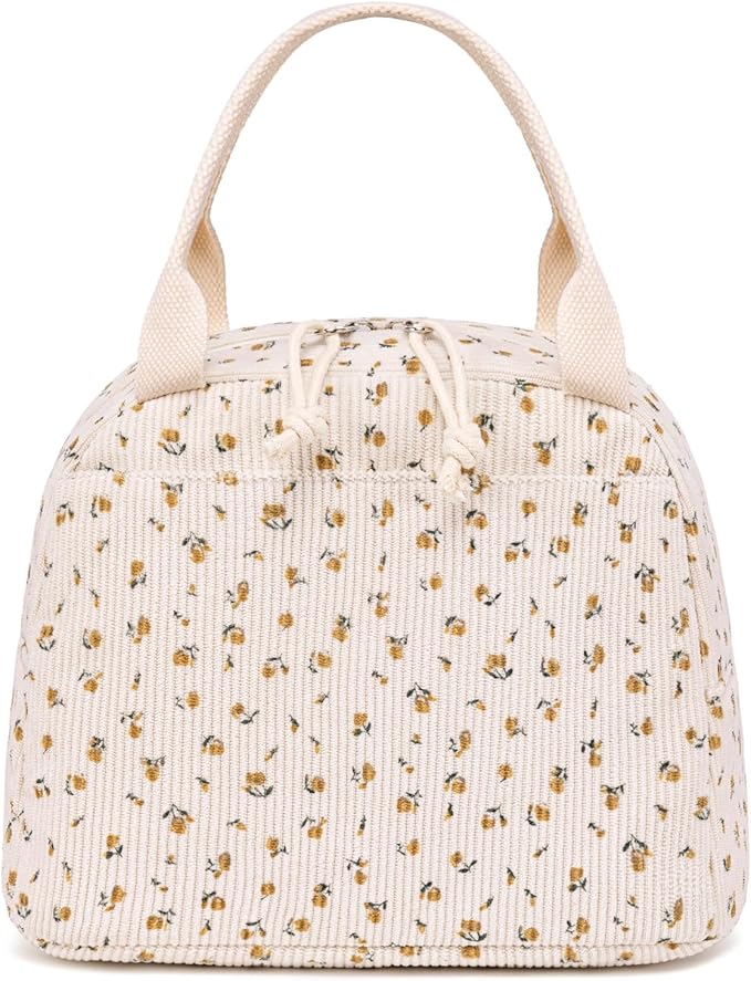 Bluboon Lunch Bag for Women Men Cute Corduroy Lunch Tote Bags Reusable Insulated Lunch Box Large Capacity Reusable Insulated Cooler for Work Picnic or Travel