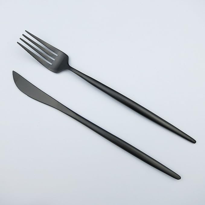 20-Pieces Luxury Black 18/10 Stainless Steel Flatware Set, Matte Finsh, Service for 4