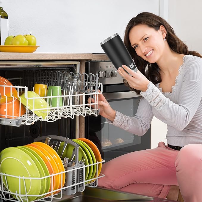 WETOWETO 20oz Tumbler, Stainless Steel Vacuum Insulated Coffee Travel Mug, Double Wall Powder Coated Insulated Coffee Mug Travel Mug with Lid Thermal Cup for Outdoor, Black, 6 Pack