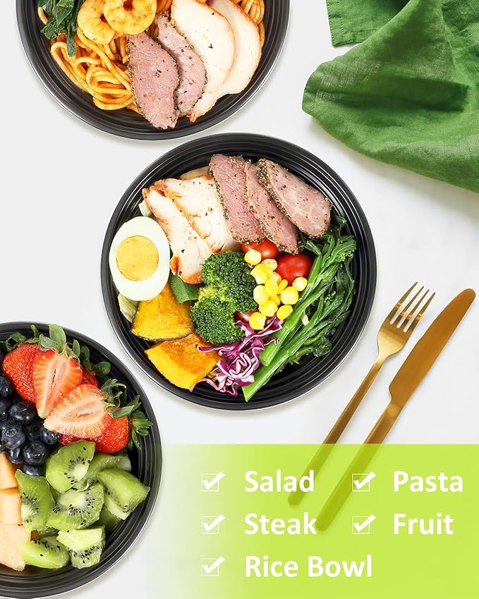 SHOPDAY Meal-Prep-Containers-35 Pack 24 oz Plastic-Food-Storage-Containers-with-Lids, Disposable-Food-Prep-Containers-Microwave-Safe, Meal-Prep-Bowls-Reusable, To-Go-Contianers-for-Lunch