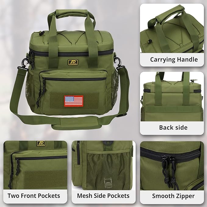 ATRIPACK Lunch Box for Men, Tactical Lunch Bag MOLLE Webbing Leakproof Insulated Large Lunch Cooler Women Adult Meal with Adjustable Shoulder Strap Durable Lunch Pail (Green)