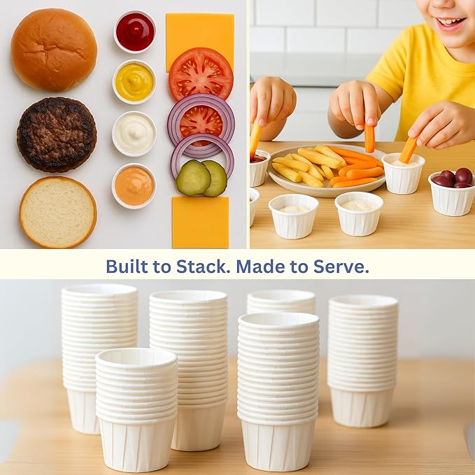 1 Oz Paper Souffle Cups (2000 Pack) Disposable Portion Cups for Ketchup, Condiments, Medicine, Pills, and Food Samples – Ideal for Home, Office, Catering, and Healthcare Use