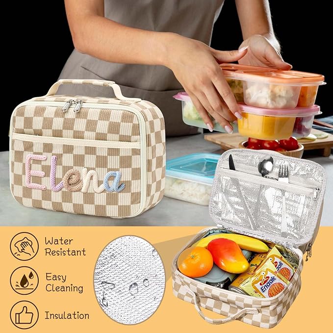 Personalized Insulated Lunch Bag with Name Custom Lunch Box 3-Lays Insulated Lunch Bag Tote for Travel Picnic Birthday