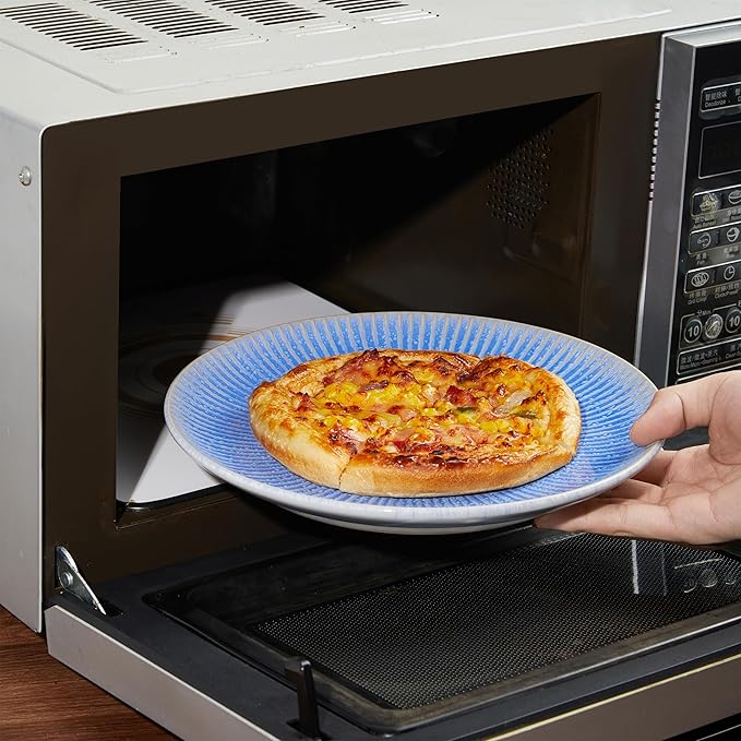 Ceramic Dinnerware Sets, Handmade Reactive Glaze Plates and Bowls Sets, Highly Chip and Crack Resistant Dish Set, Distinctive Granulated Surface Dishwasher & Microwave Safe Service for 4