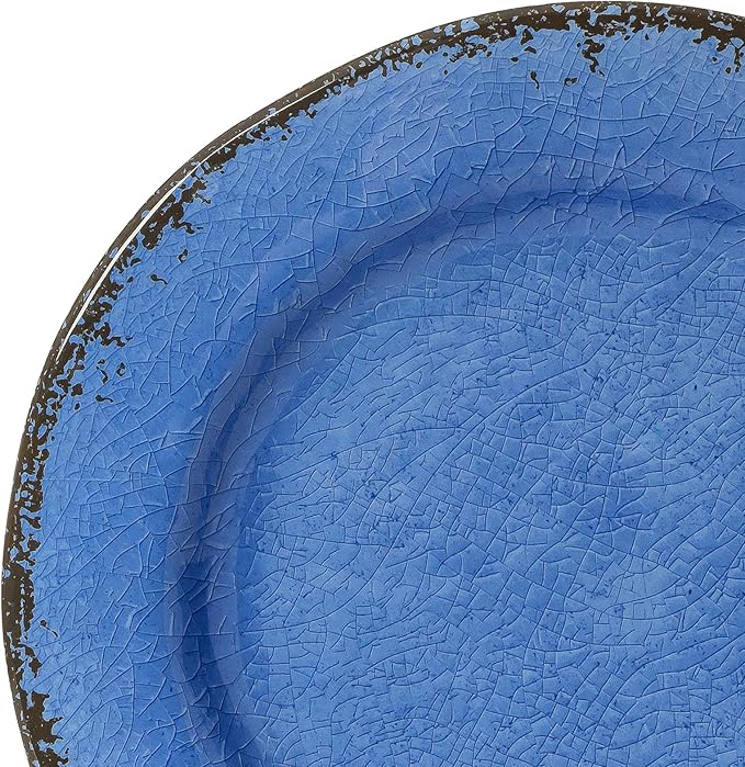 LEHAHA 12 Piece Melamine Dinnerware Set BPA Free Farmhouse Outdoor Dishes Set for 4, A Light Weight and Unbreakable Rustic Plate Bowl Set for Patio, RV and Camping