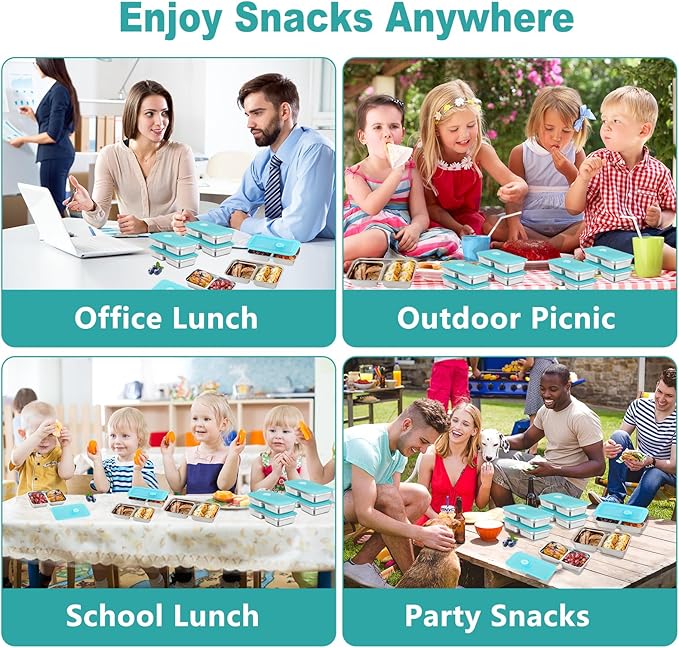 Reusable Stainless Steel Snack Containers with Lids,Double Compartment 2 Condiment,Grab and Go Divided Snack Food Storage Containers for Kids Adults, Sauce Cups for School, Trave (3)