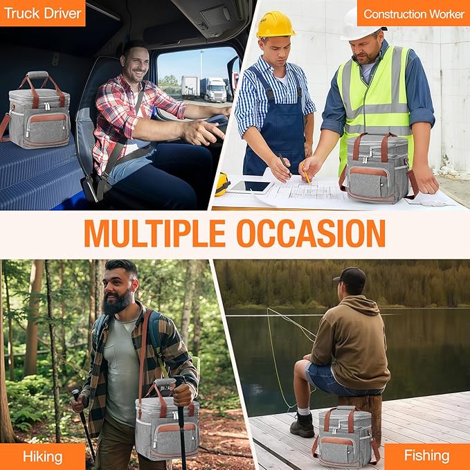 Beaulyn Construction Lunch Box for Men - Expandable Heavy Duty Lunchbox,Extra Large Lunch Bag with Adjustable Shoulder Strap for Worker Work Adults