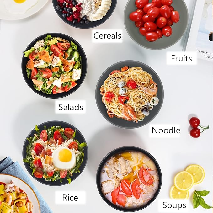 PYRMONT Wheat Straw Bowls - 26 OZ Reusable, Unbreakable Soup & Cereal Bowls, Set of 8, Dishwasher & Microwave Safe, BPA-Free