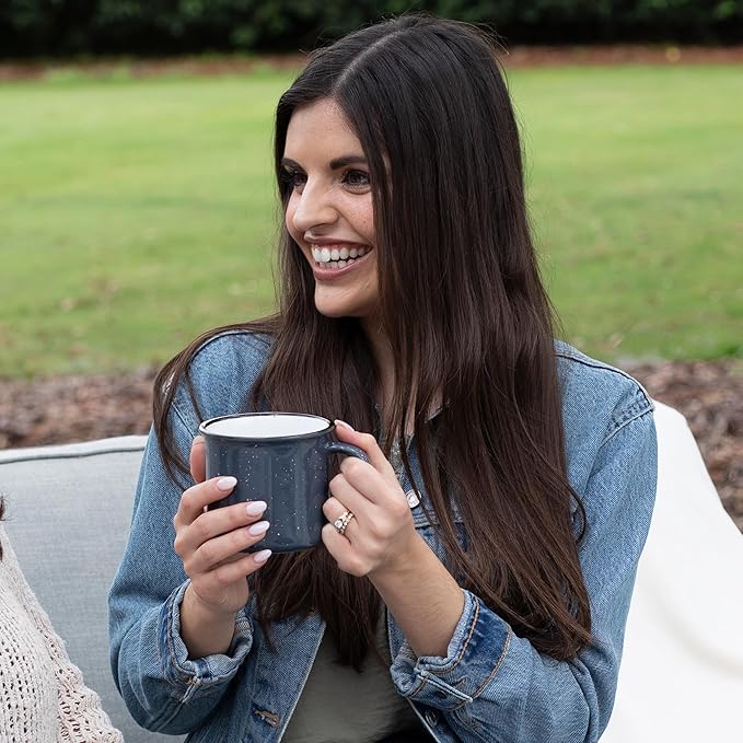 Set of 16 Ceramic Campfire Mugs – 15 Oz, Royal Blue – Coffee & Tea Cups for Home, Work, Travel, Camping – Customizable, Great for DIY, Events, Companies