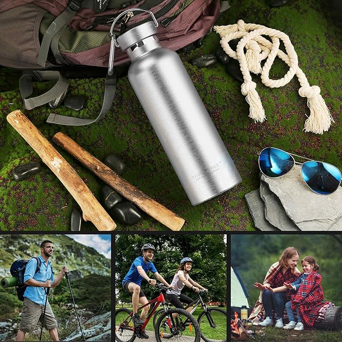 Triple Tree 26OZ Vacuum Insulated Stainless Steel Water Bottle, Double Wall Wide Mouth Lids Keeps beverage Hot or Cold Sweat Proof
