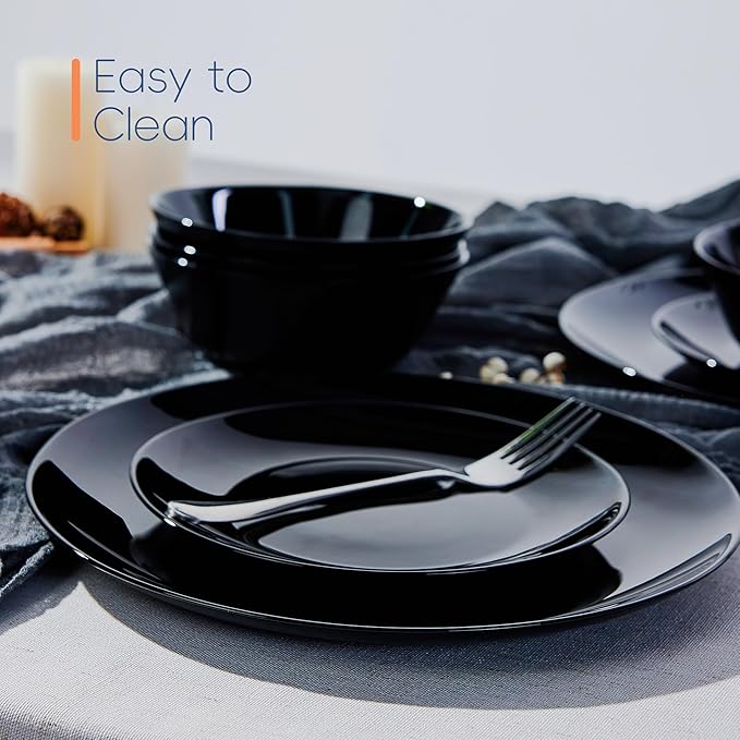 10.5 inchDinner Plate Set of 6, Lightweight Round Opal Glass White Dinnerware Plates, Dishwasher and Microwave Safe