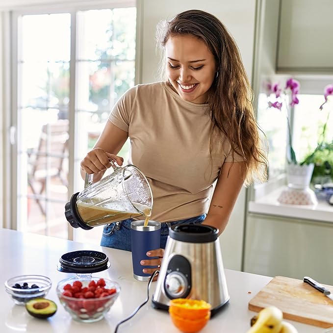 20 oz Tumbler Stainless Steel Tumblers Bulk with Lid Double Wall Insulated Coffee Tumbler Cups for Hot & Cold Drinks Powder Coated Travel Coffee Tumbler Mug Metal (Navy Blue, 12 pack)