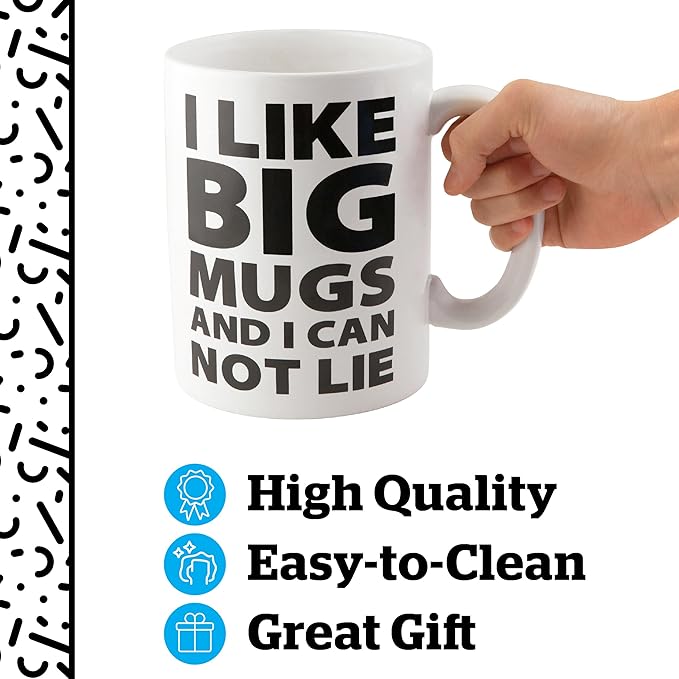 BigMouth Inc. Extra Large Coffee Mug 64 Oz - Giant Tall Ceramic Coffee Cup - Sturdy, Microwave Safe - Funny Huge Cup - Cool Gag Gift, White/Black
