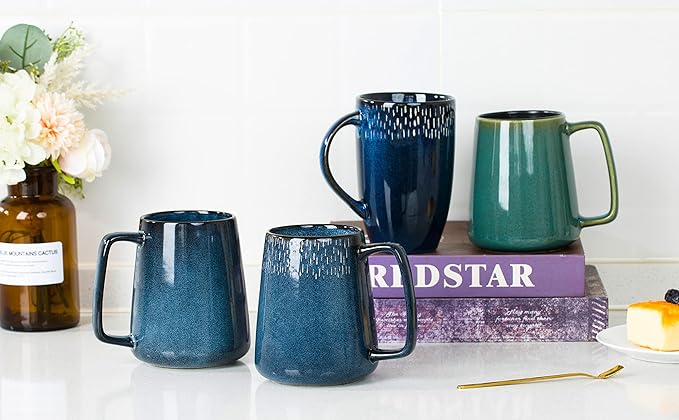 24 OZ Extra Large Ceramic Coffee Mug, Jumbo Coffee Mugs, Big Tea Cups with a Large Handle for Office and Home, Microwave and Dishwasher Safe (24 OZ Green)