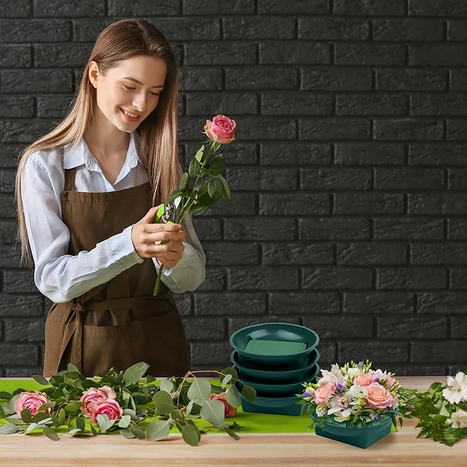 16 Sets Flower Foam Blocks with Bowl Kit Square Floral Foam Blocks Floral Arrangement Round Bowls DIY Floral Foam for Flower Arrangements Birthday Wedding Party Decoration Table Centerpiece