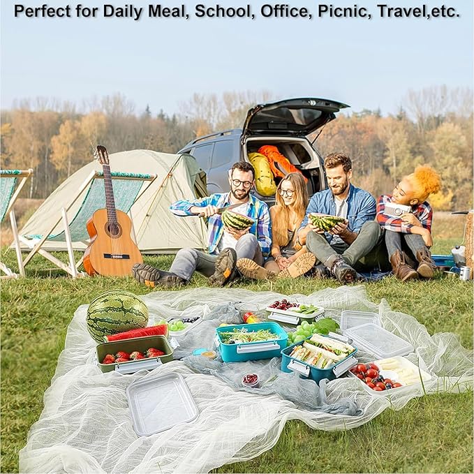 3 Pack Salad Lunch Box Food Storage Containers, 47oz Bento Box To Go Container with Lids, Meal Prep Containers with Removable Tray & Dressing Pots for Kids and Adults, Reusable and Microwave Safe