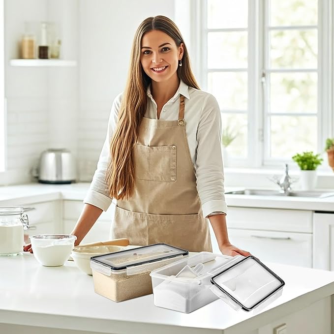 Sorbus Food Storage Containers - Pack of 8 - Air Tight, Four-Way Snap Lids Keeps Food Fresh - Store Cereal, Pasta, Flour, Nuts, Candy - Durable Plastic Kitchen Pantry Bins