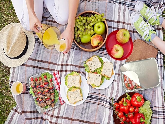 WANBAO 20 PACK 9.8"x7.2" Disposable Tin Foil Pans with Lids 4 LB Aluminum Pans To Go Containers for Cooking, Baking, Catering Party Meal Prep, Take Out, Freeze