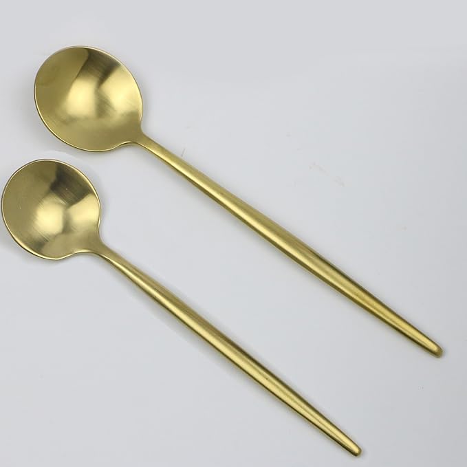 5-Pieces Luxury Gold 18/10 Stainless Steel Flatware Set, Matte Finish, Service for 1