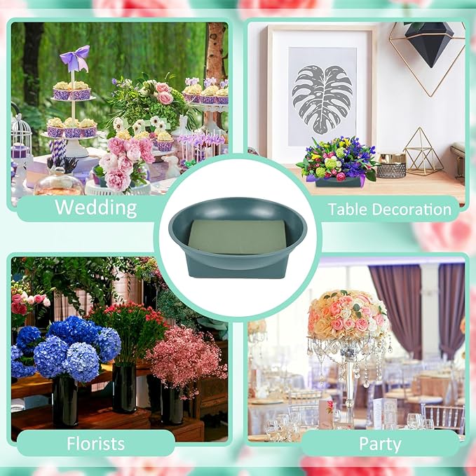 Aemygo 6.3 Inch Round Floral Foam 24 Sets Large Size DIY Flower Foam with Bowl, Round Flower Arrangement Kit Green Floral Arranging Supplies for Wedding Birthday Party Decoration