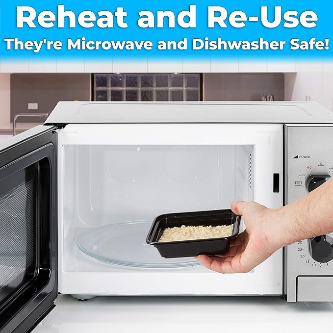 Pro Grade BPA-Free Plastic Containers with Lids 50ct. 12oz Leakproof Microwavable Portion Container for To-Go Orders, Food Prep and Storage. Reusable Bento Box for Restaurant Cafe and Catering.