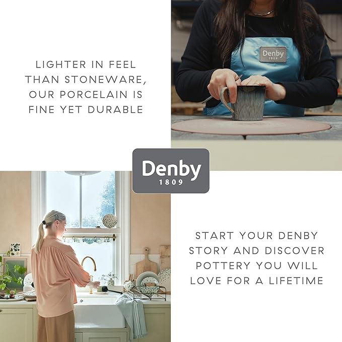 Denby - Arc Grey Porcelain Dinner Set For 4-12 Piece Textured Tableware Set For Any Occasion - Dishwasher Microwave Oven Safe - Scratch Chip Resistant