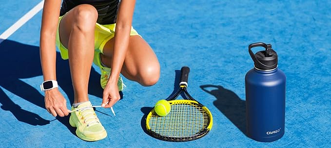 CIVAGO 32 oz Insulated Water Bottle With Straw, Stainless Steel Sports Water Cup Flask with 3 Lids (Straw, Spout and Handle Lid), Wide Mouth Travel Thermal Mug, Deep Orange