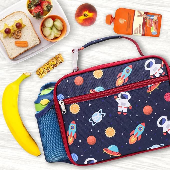 Bagseri Kids Lunch Bag Boys - Insulated Lunch Box for Kids Reusable Leak-Proof Boys Lunch Bag Toddler Lunch Box for Daycare and School, Space Astronaut