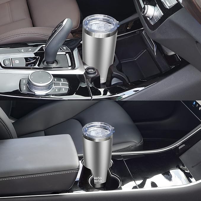 WETOWETO 20oz Tumbler, Stainless Steel Vacuum Insulated Water Coffee Tumbler Cup, Double Wall Powder Coated Spill-Proof Travel Mug Thermal Cup for Home Outdoor (Stainless, 1 Pack)