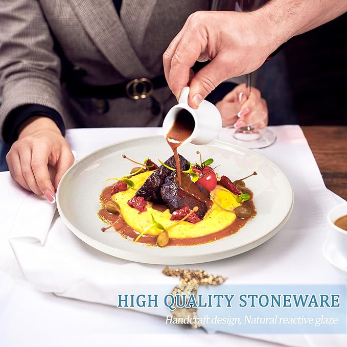 Plates and Bowls Sets, Ceramic Dinnerware Sets, 12 Pieces Modern Stoneware Dinnerware Set for 4, Reactive Glaze Dinnerware Set for Home Kitchen, Scratch Resistant, Microwave and Dishwasher