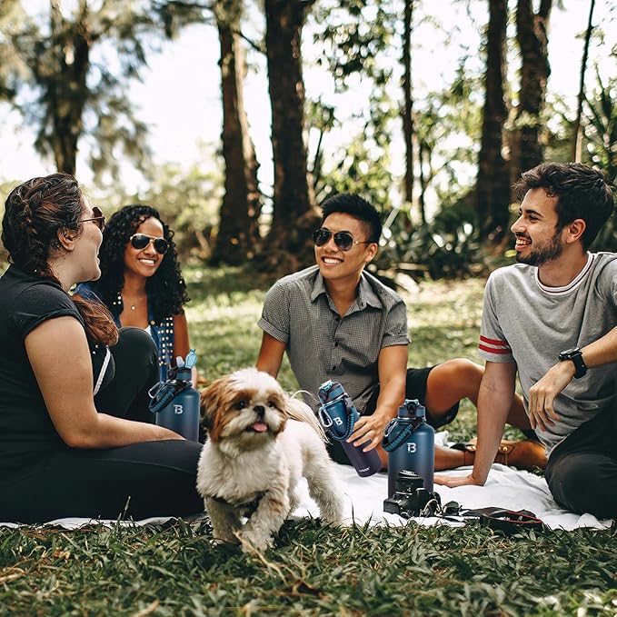 32oz Insulated Water Bottle with Straw Lid & Spout Lid & Paracord Handle, Stainless Steel Water Bottle Wide Mouth, Double Wall for Women Men Gym Fitness Outdoor