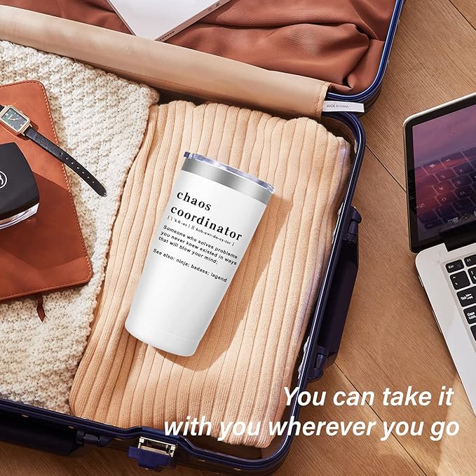 Chaos Coordinator Tumbler Cup,Christmas Unique Gift Idea for Boss Lady,Teacher,Nurse,Gift for Mom,Coworker Gifts,Birthday,Thank You Gifts for Women, 20 oz Travel Mug