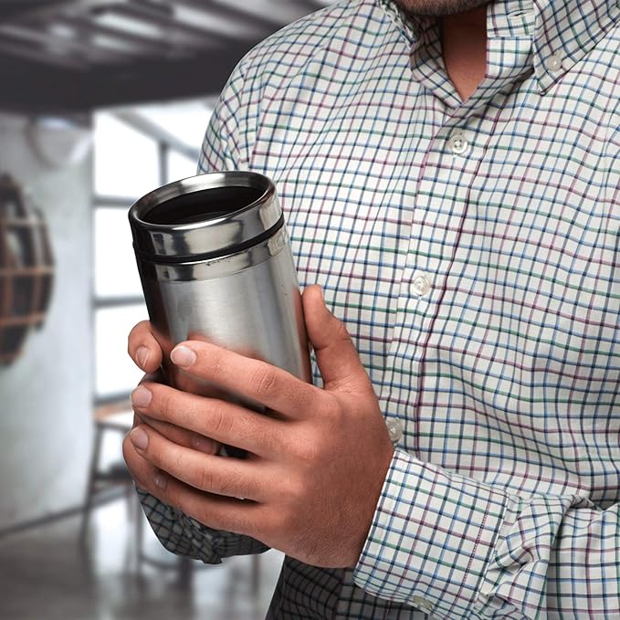 DISCOUNT PROMOS Custom Stainless Steel Tumblers 16 oz. Set of 12, Personalized Bulk Pack - Perfect for Coffee, Soda, Other Hot & Cold Beverages - Silver