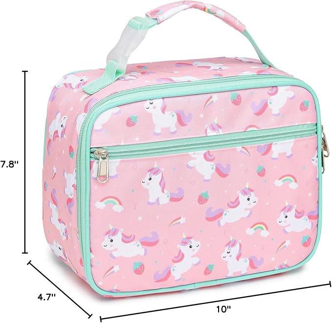 Bagseri Lunch Bag for Kids - Insulated Lunch Box for Girls Leak-Proof and Reusable Lunch Bag for Girls Toddler Lunch Box for Daycare and School, Pink Cute Unicorn