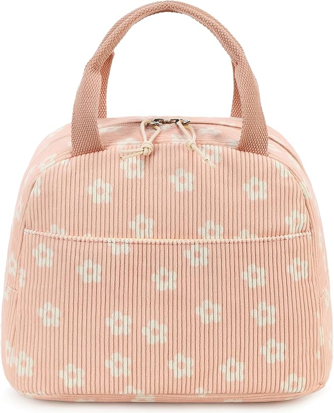 Bluboon Lunch Bag for Women Men Cute Corduroy Lunch Tote Bags Reusable Insulated Lunch Box Large Capacity Reusable Insulated Cooler for Work Picnic or Travel