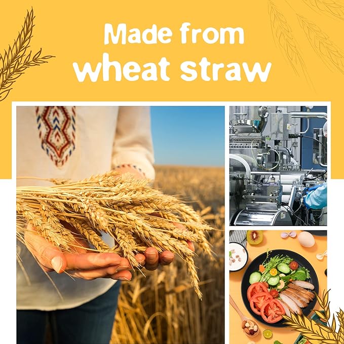 Teivio 40-Piece Kitchen Plastic Wheat Straw Dinnerware Set, Service for 8, Dinner Plates, Dessert Plate, Cereal Bowls, Pasta Bowls, Cups,Unbreakable Outdoor Camping Dishes, Black