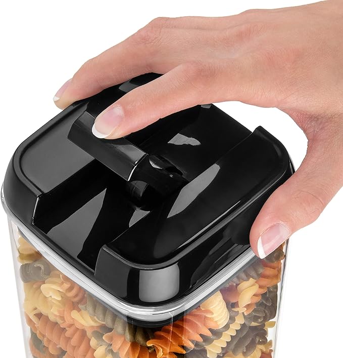 Shazo Airtight Food Storage Containers with Lids - 6 PC BPA Free Clear Plastic Cereal Containers with Easy Lock Lids for Kitchen and Pantry Organization for Snacks and Pasta - 1.2L