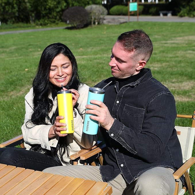 BJPKPK 20 oz Skinny Tumbler Stainless Steel Coffee Mug Slim Vacuum Insulated Travel Cup,Turquoise