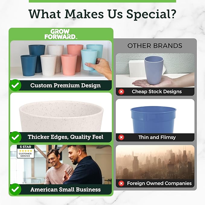 Grow Forward Premium Wheat Straw Cups - 13 & 20 oz Unbreakable BPA Free Hard Plastic Cups - Reusable Lightweight Plastic Drinking Glasses for Kitchen, Outdoor, Water, Camping, RV - Tropical