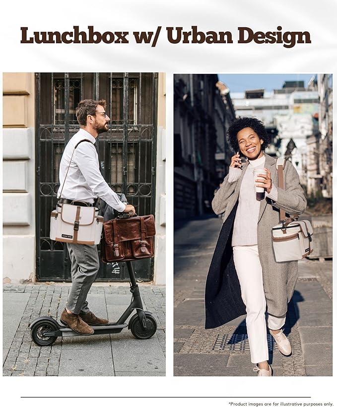 SUNNY BIRD Large Lunch Bag, Thermally Insulated Soft Cooler with Shoulder Strap for Women, Men (Classic Ivory)