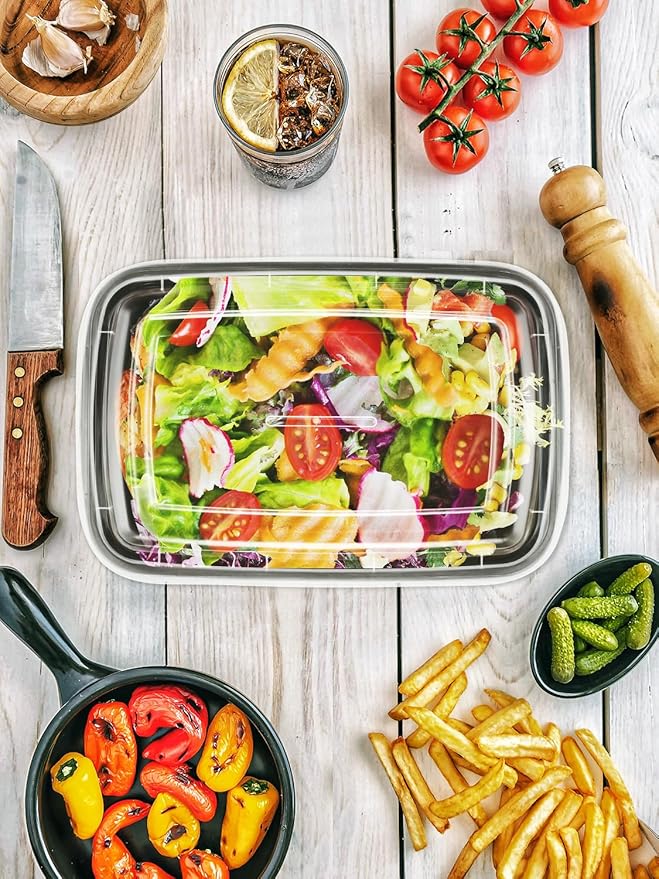 60 Sets 28oz Meal Prep Container - Reusable Plastic Food Storage Containers with Lids, Fits Microwave, Freezer and Dishwasher Safe