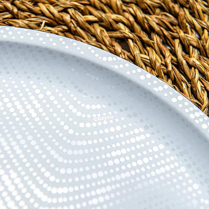 bzyoo 12 Piece Melamine Dinnerware Set - Durable, Dishwasher Safe White Plates and Bowls - for Casual Dining, Parties Dish Set, White Mono Collection