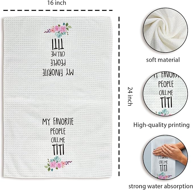 Titi Gifts Kitchen Towels, Best Titi Auntie Gifts Hand Towels, Auntie Aunt Gift from Niece Nephew Dish Towel Tea Towel for Kitchen, Gift for TitiAuntie, 16x24inch