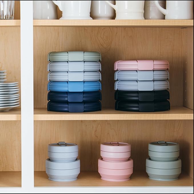 STOJO Collapsible Sandwich Box – 24oz, Reusable Food Storage Container, Silicone Bowl for Hot/Cold Food – Meal Prep, Lunch, Camping, Hiking – Dishwasher Safe (Set of 1, Denim Blue)