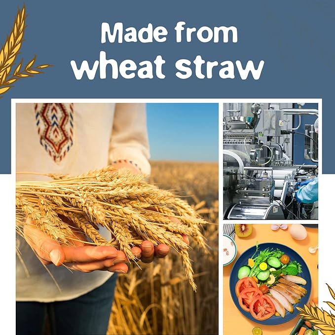 Teivio 32-Piece Kitchen Plastic Wheat Straw Dinnerware Set, Service for 8, Dinner Plates, Dessert Plate, Cereal Bowls, Pasta Bowls, Unbreakable Outdoor Camping Dishes, Autumn Multicolor