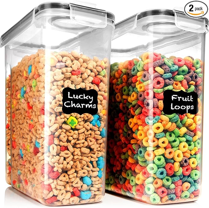Shazo 2PC 6.3L /213OZ EXTRA Large Airtight Food Storage Cereal Containers for Bulk Food Storage BPA-Free Plastic Container, Pantry Organization and Canister for Rice, Pasta, Sugar & Flour